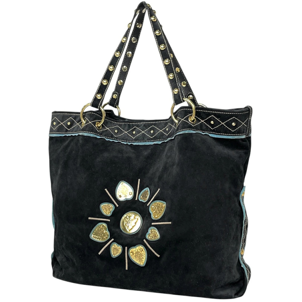 Gucci Babushka Crest Suede Tote Bag Black